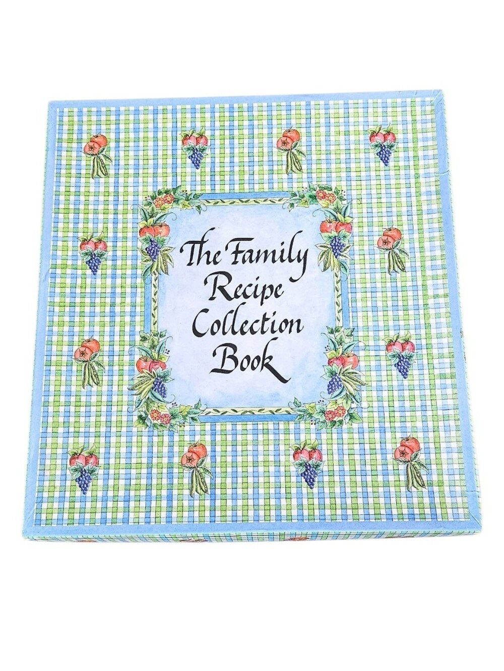 The Family Recipe Collection Book - Blue Plaid Recipe Binder NWOT In Box